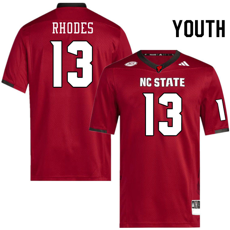 Youth #13 Ethan Rhodes NC State Wolfpack College Football Jerseys Stitched-Red